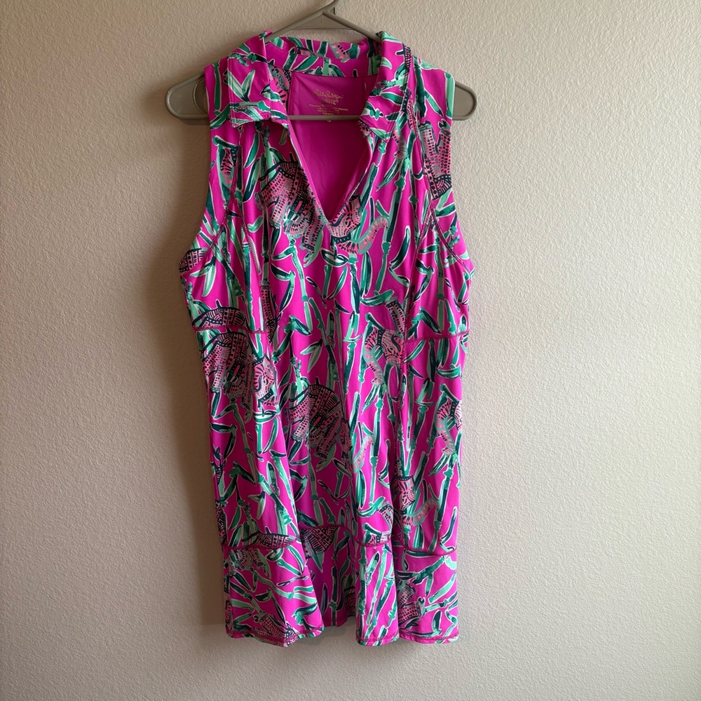 Lilly Pulitzer Luxletic Martina UPF 50+ dress in the Mandevilla Pink Extra Lucky - Picture 2 of 7